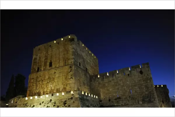 Israel. Jerusalem. Section of the wall. Old City. Night view