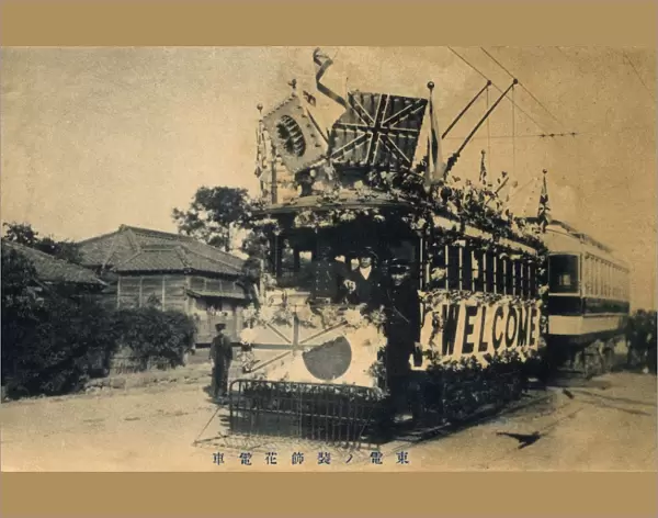 Decorated tram in Tokyo, Japan - Anglo-Japanese Alliance
