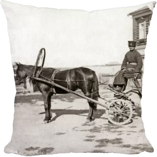 Hackney carriage or droshky, Russia, circa 1890