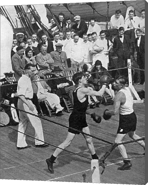 Boxing match on deck of the Berengaria