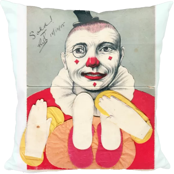 Colourful clown on a novelty postcard