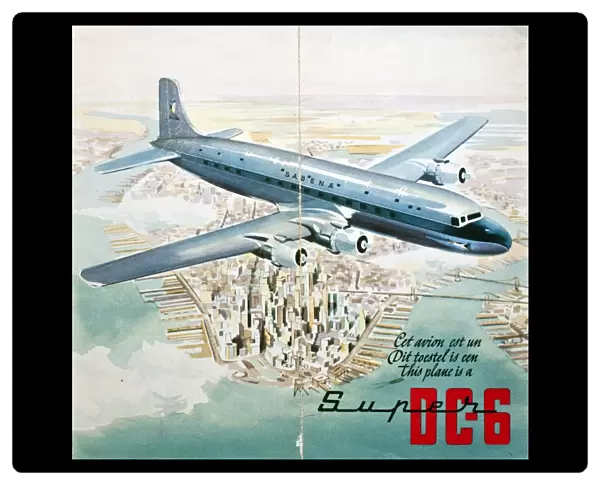 Poster, Super DC-6 aeroplane
