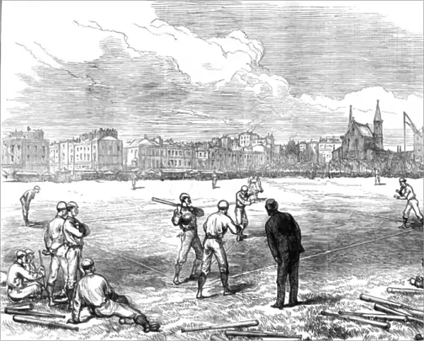 Americans playing baseball at Princes Ground, 1874
