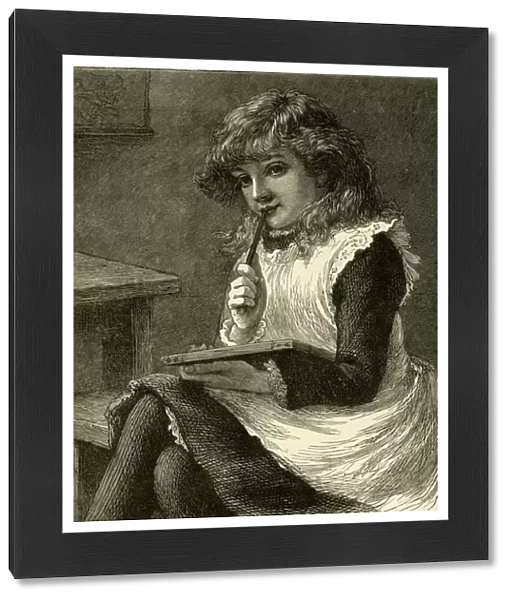 Thoughtful Victorian Schoolgirl with Slate