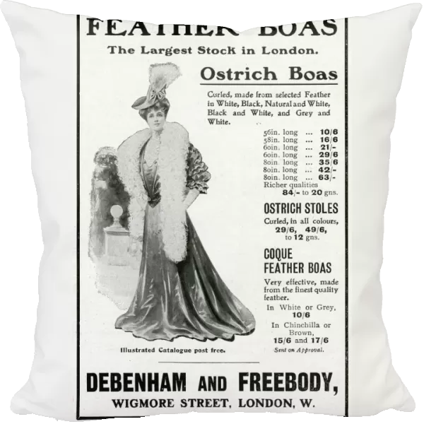 Advert for Debenham & Freebody feather boas 1905