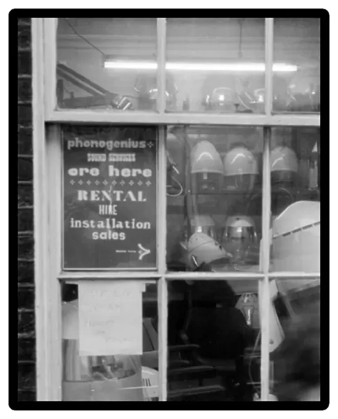 Soho, London - window display, salon hairdryers