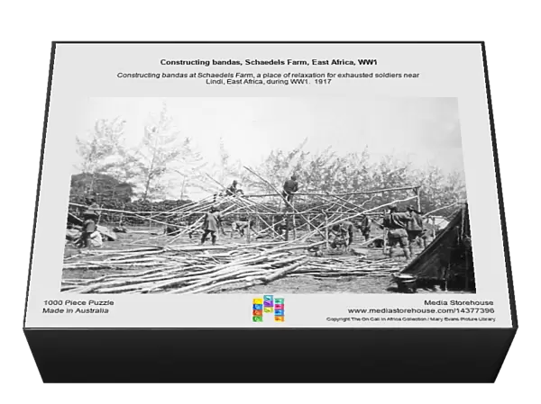 Constructing bandas, Schaedels Farm, East Africa, WW1