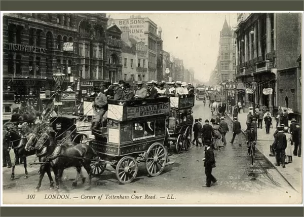 Corner of Tottenham Court Road, London - Horse Buses