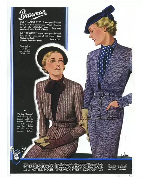 Advertisement for Braemar Wool Suits 1936