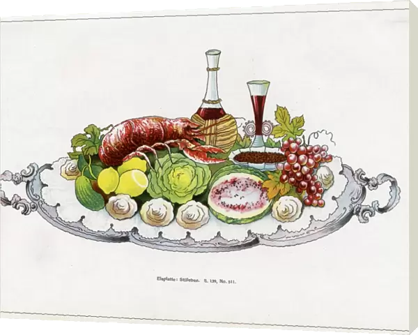 Table display -- shellfish with wine