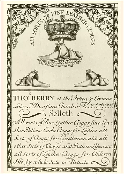 London Trade Card - Thomas Berry, Leather Clogs