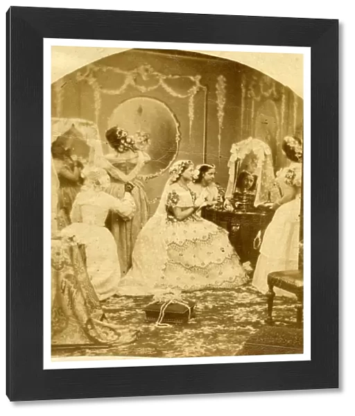 Victorian bride preparing for her wedding