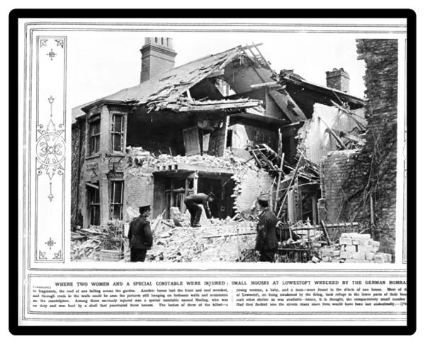 Lowestoft bombardment - damaged houses, 1916