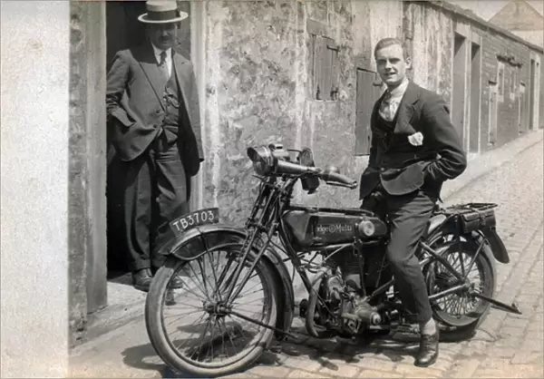 Gentleman on a 1918  /  20 Rudge Multi motorcycle