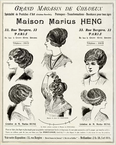 Advert for Marius Heng, hair and beauty 1912