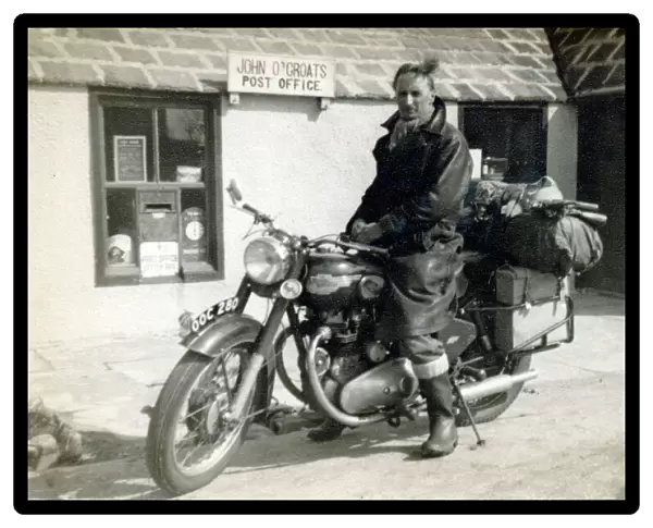 Man on his 1956  /  7 Royal Enfield motorcycle