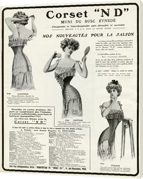 Advert for N D Eynede Paris corsetmarker 1909