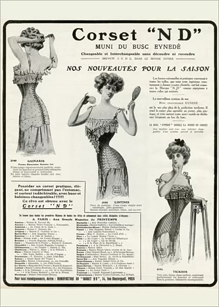 Advert for N D Eynede Paris corsetmarker 1909