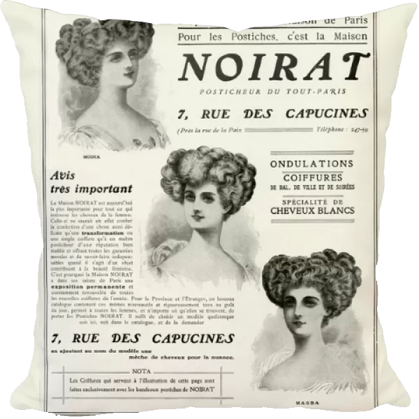 Advert for Noirat hairpieces 1909