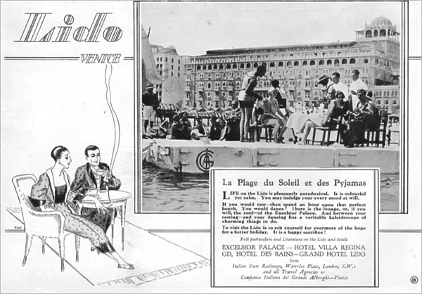 Advert for the Lido, Venice, 1926
