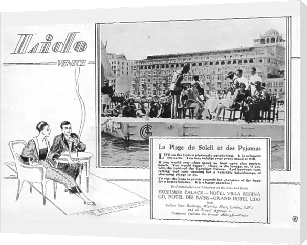 Advert for the Lido, Venice, 1926