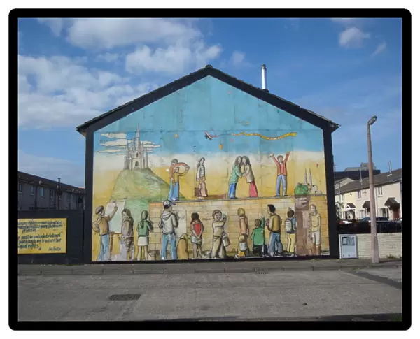 Wall mural of children at Belfast