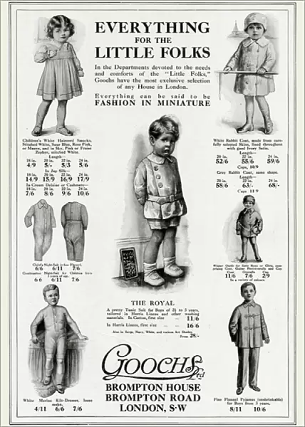Advert for Goochs toddlers clothing 1915