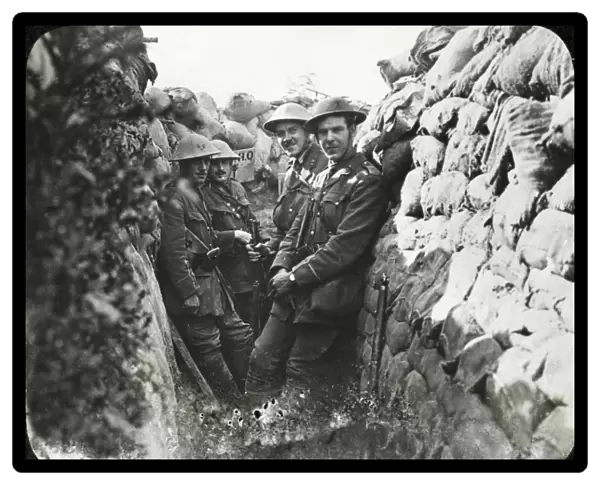 Officers of the Royal Engineers in a communication trench