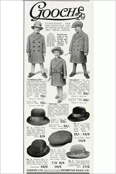 Advert for Goochs winter clothing 1915