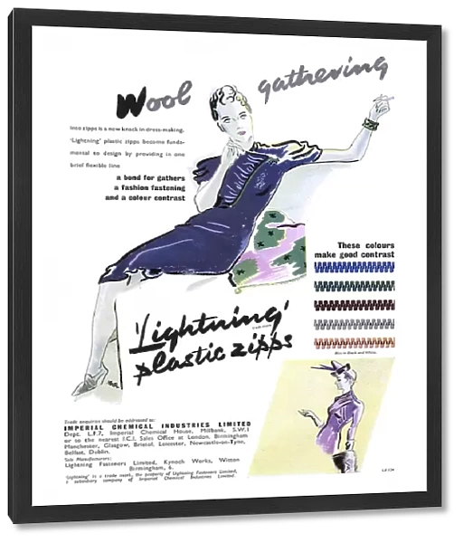 Advert for Lightning plastics zipps 1938