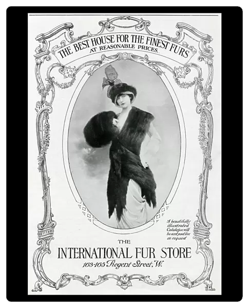 Advert for International Fur Store, stole & muff 1913