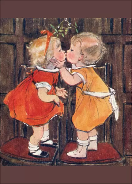 Georgie Porgie by Muriel Dawson - children under mistletoe