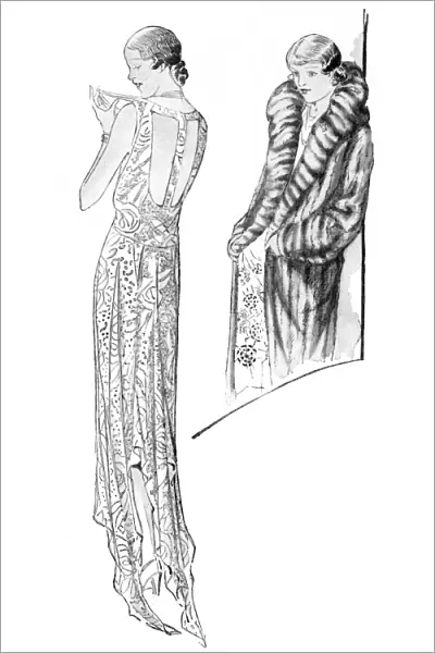 Evening gown and fur coat