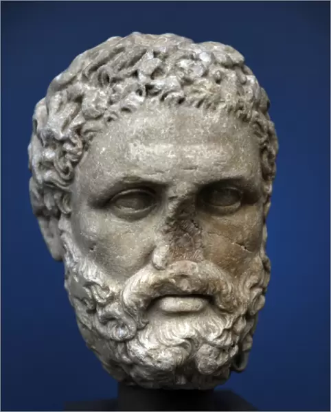 Heracles. Divine hero in Greek mythology. Head. Marble