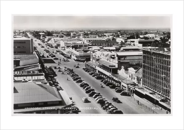 Aerial view of Abercorn Street, Bulawayo, Rhodesia