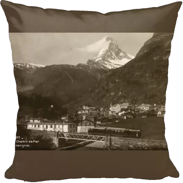 Zermatt, Switzerland with the Matterhorn and Railway