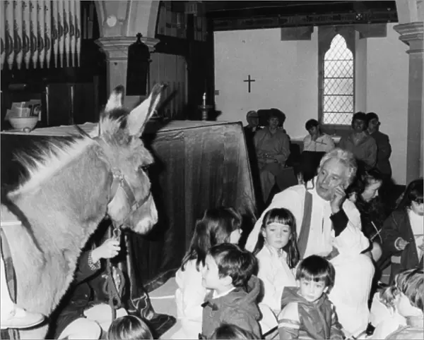 Palm Sunday service with donkey, St Ives, Cornwall