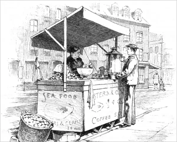 Selling coffee and clams in New York, 1890