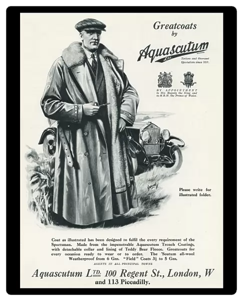 Advert for Aquascutum mens coats 1929