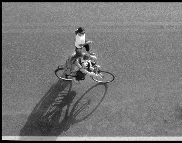 Cyclist viewed from above, Italy
