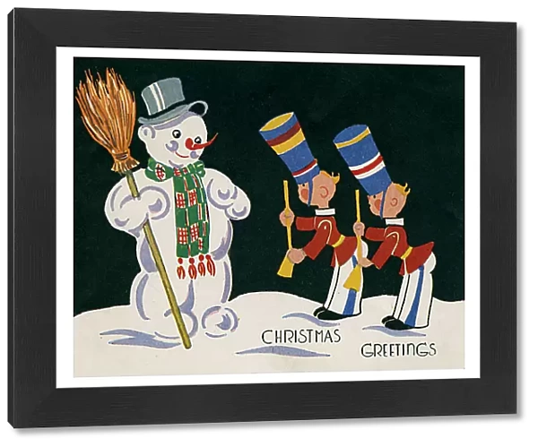 Christmas Greetings card - Snowman and Toy Soldiers
