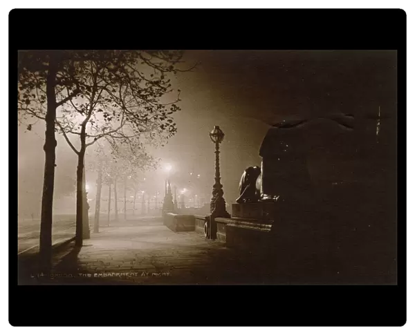 The Embankment at Night - Base of Cleopatras Needle