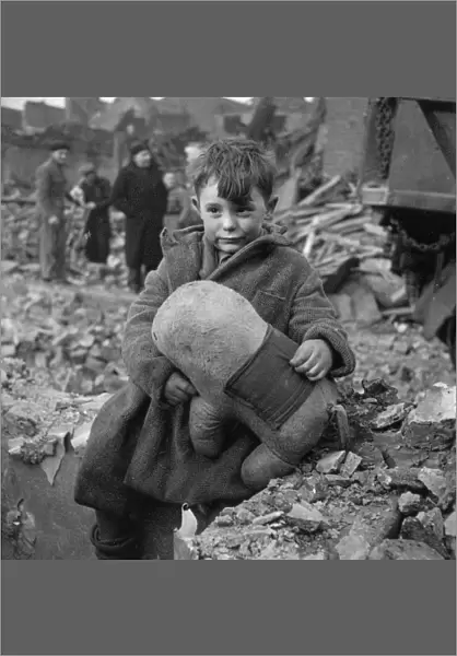 WW2 - Home Front - Young Blitz victim with his cuddly Toy