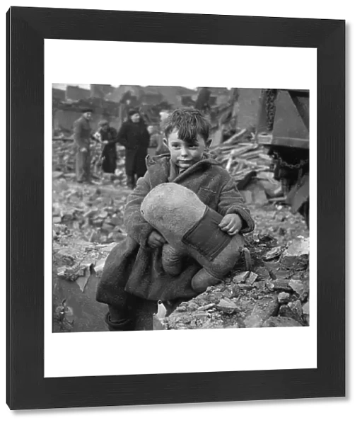 WW2 - Home Front - Young Blitz victim with his cuddly Toy