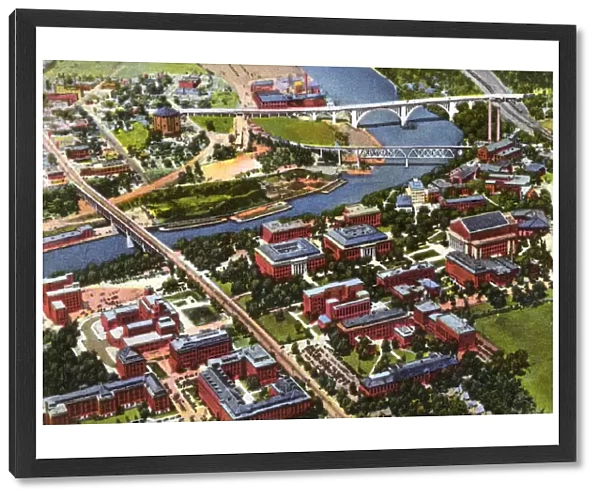 Minneapolis, Minnesota, USA - Aerial view of the University