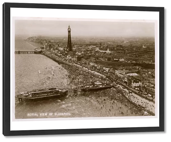 Aerial View of Blackpool including famous beach and Tower