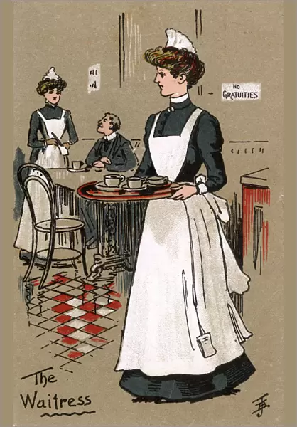 A British Waitress in a restaurant or teahouse
