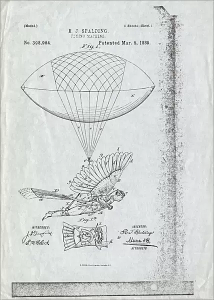 Line-Drawing of Mr R J Spaldings Patented Flying Machin?