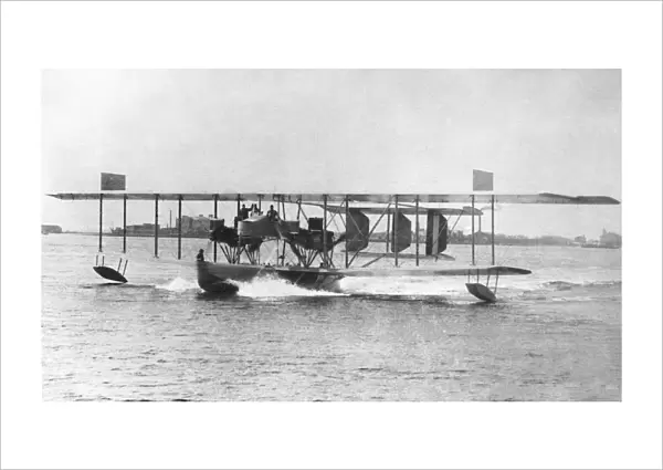 Curtiss Nc-2 Seaplane Taxiing after Landing in Water