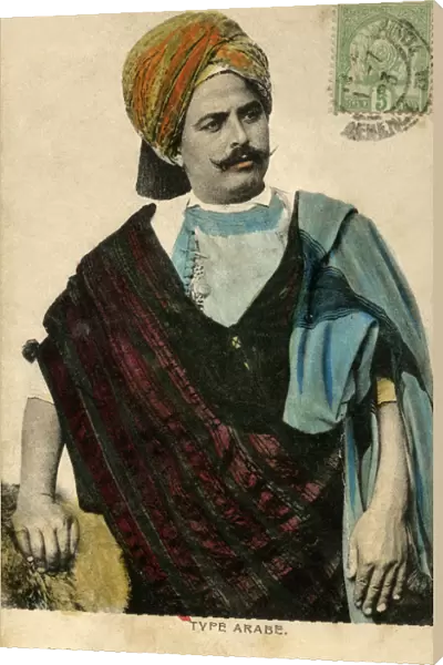 Arab Man with fine moustache and turban - Tunisia